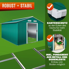 Abrigo de jardim em metal  312x257x177,5cm verde