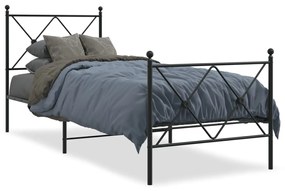 Estrutura de cama com cabeceira e pés 80x200 cm metal preto