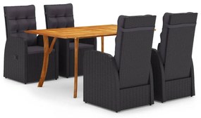 vidaXL 5 pcs conjunto de jantar para jardim preto