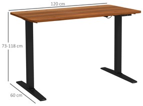 Secretária Elétrica de Pé Secretária Elevatória com Altura Ajustável Função de Memória 120x60x73-118 cm Cadeira de Escritorio