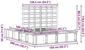 Estrutura da Cama Castanho-mel 140 x 190 cm Madeira maciça