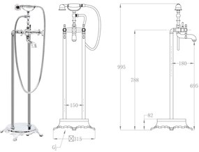 Torneira de pé para banheira aço inoxidável 99,5 cm prateado