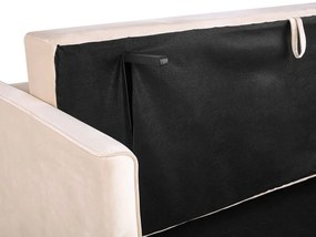 Sofá-cama de 3 lugares com arrumação em veludo creme EKSJO Beliani