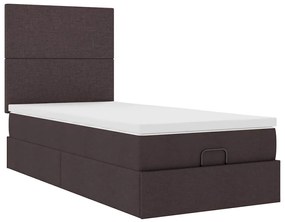 Cama otomana com colchão 90x200 cm tecido castanho escuro