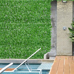 Outsunny Vedação Artificial em Rolo 3x1,5m Vedação de Privacidade para Balcão Jardim Exterior Planta Decorativa de Parede PE Verde