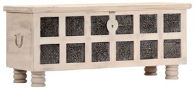 Caixa de arrumação 110x40x45 cm madeira de acácia maciça branco