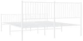 Estrutura de cama com cabeceira e pés 193x203 cm metal branco