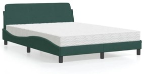 Cama com colchão 120x200 cm veludo verde-escuro