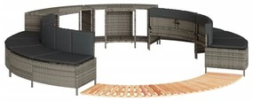 vidaXL Contorno de banheira vime PE e madeira de acácia maciça cinza