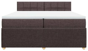 Cama com molas/colchão 200x200 cm tecido castanho-escuro