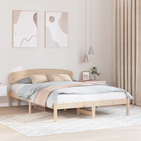 vidaXL Estrado de Cama com Cabeceira 160x200 cm Madeira Sólida Pinho