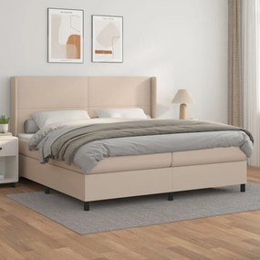 vidaXL Cama com molas/colchão 200x200 cm couro artificial cappuccino