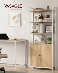 Estante com 6 prateleiras ajustáveis, 24 x 60 x 159,5 cm, cor carvalho dourado - branco