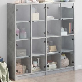 vidaXL Estante c/ portas 136x37x142 cm derivados madeira cinza cimento