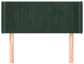 Cabeceira de cama c/ abas veludo 83x16x78/88 cm verde-escuro