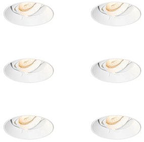 Conjunto de 6 Focos Embutidos Modernos Brancos GU10 Redondos Sem Aro - Oneon
