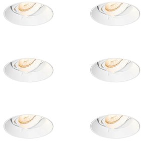 Conjunto de 6 Focos Embutidos Modernos Branco GU10 Redondo Sem Aro - Oneon