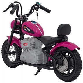 Mota elétrica para crianças Speed 250W Pneus borracha, banco couro, Luzes led, som Rosa