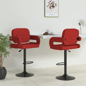 vidaXL Bancos de bar 2 pcs tecido vermelho tinto