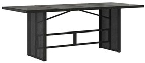 Mesa de jardim com tampo de vidro 190x80x74 cm vime PE preto