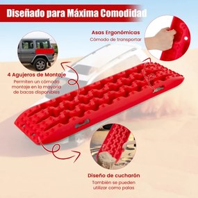 Placas de tração off-road todo o terreno de tração 2 peças para extração e recuperação de veículos de neve Lama 107 x 31 x 7 cm Vermelho