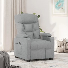 vidaXL Poltrona elevatória tecido cinzento-claro