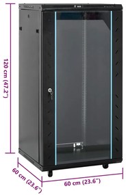 Armário bastidor 22U c/ pés giratórios 19" IP20 60x60x120 cm