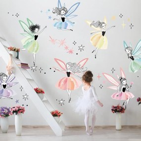 Autocolantes para crianças - Fadas coloridas em toda a parede