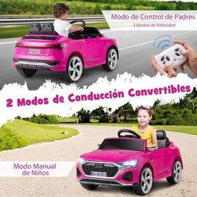 Carro elétrico para crianças Audi SQ8 licenciado de 12 V  com controlo remoto Buzina Luzes LED Música 3 velocidades Arranque suave Rosa