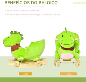 Cavalo de balanço para crianças acima de 18 meses de madeira com rodas