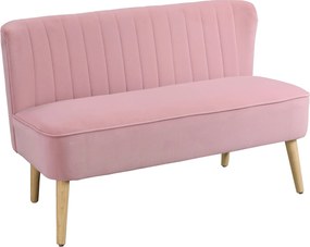 HOMCOM Sofá 2 lugares Sofá de tecido Couch Sofá estofado Sofá lounge largo Rosa | Aosom Portugal
