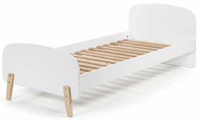 Cama infantil KIDDY (90x200)+ estrado feita de MDF com pés em pinho maciço Branca