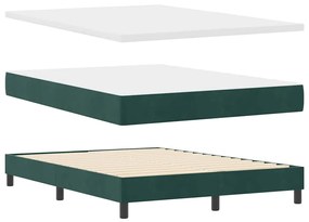 Cama Box Spring com Colchão e LED Verde Escuro 140x200 cm Veludo