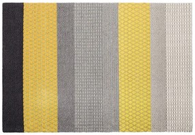 Tapete de lã amarelo e cinzento 160 x 230 cm AKKAYA Beliani