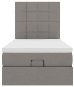 Cama otomana com colchão 100x200 cm tecido cinza