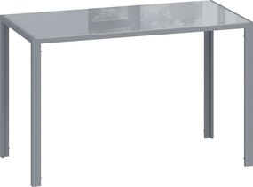 HOMCOM Mesa de Refeição de Cristal Mesa Retangular para 4-6 pessoas com Pés de Metal Multifuncional 120x60x75 cm Cinza | Aosom Portugal