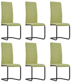 vidaXL Cadeiras de jantar cantilever 6 pcs tecido verde