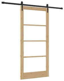 Conjunto de Porta Deslizante vidaXL com Material 93x202 cm Madeira Sól