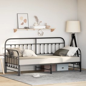 Estrutura de Daybed vidaXL com Cama Extra Preta 100x190 cm Aço
