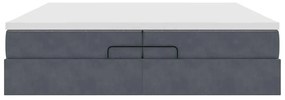 moldura de cama otomana vidaXL com colchão cinza escuro veludo
