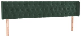 Cabeceira cama c/ luzes LED veludo 203x16x78/88 cm verde-escuro