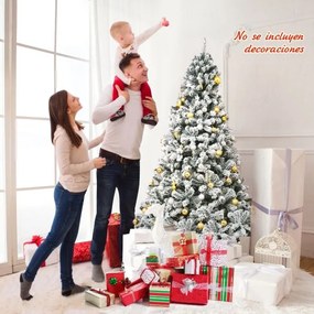Árvore de Natal 1,8 m com neve Não Iluminada com Dobradiças e Base de Verde e Branca