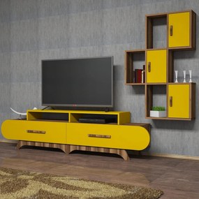 **** Unidade TV Flora – Nogueira e Amarelo – 205x50x36,8 cm

**