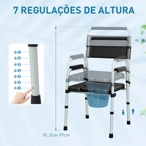 Cadeira Sanita para Pessoas Maiores Dobrável Cadeira com Sanita Altura