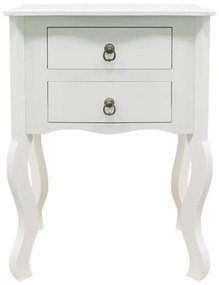 Mesa de Cabeceira Louge com 2 Gavetas - Branco - Design Clássico