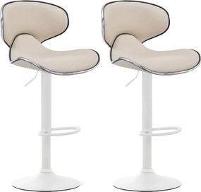 Conjunto de 2 bancos de bar em couro sintético Creme