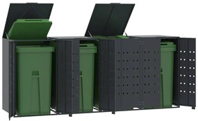 vidaXL Abrigo para 4 caixotes do lixo 276x79x117 cm aço antracite