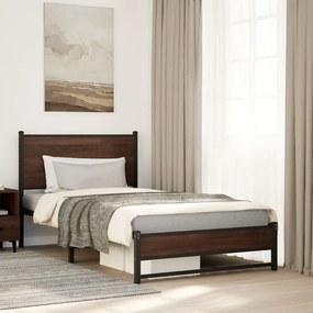 vidaXL Estrutura de cama sem colchão 107x203cm metal carvalho castanho