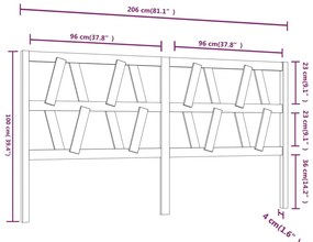 Cabeceira de cama 206x4x100 cm pinho maciço cinzento