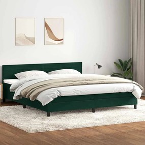 vidaXL Cama com molas colchão 200x210 cm veludo verde-escuro